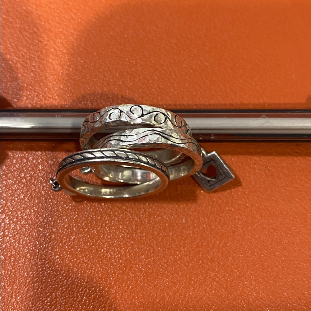 Brighton Sterling Silver Charm Ring Stack Size 8.5 - image 7
